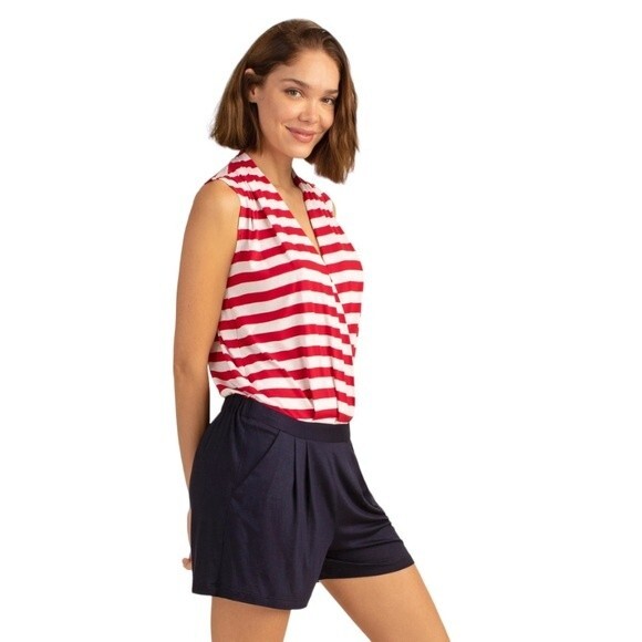 NWOT Trina Turk | Red White & Blue Giselle Romper XXL - Picture 4 of 10